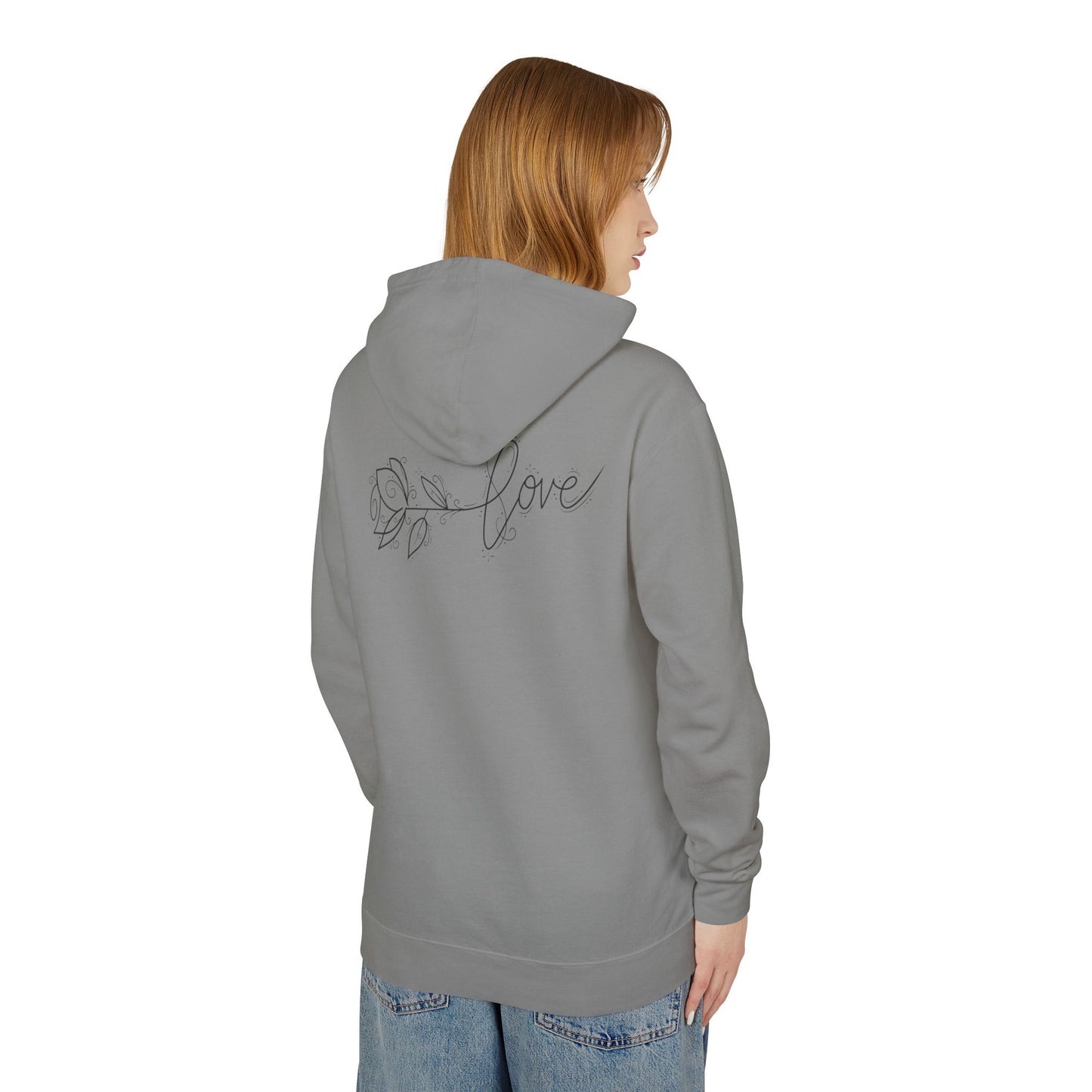 Love Floral Hoodie — Minimal Line Rose Hooded Sweatshirt