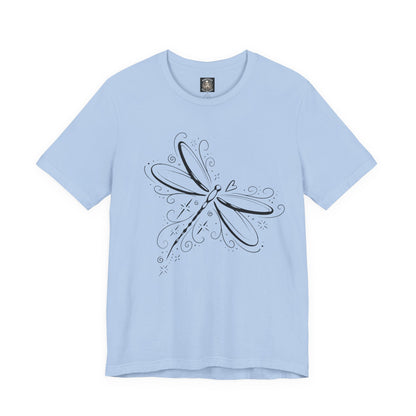 Dragonfly Line Art T-Shirt — Elegant Minimal Nature Tee