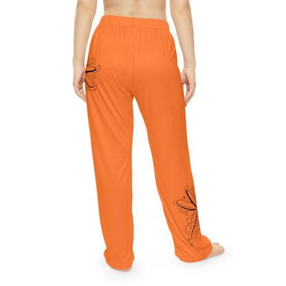 Butterfly Women's Loungewear Pajama Bottoms - Orange Pop