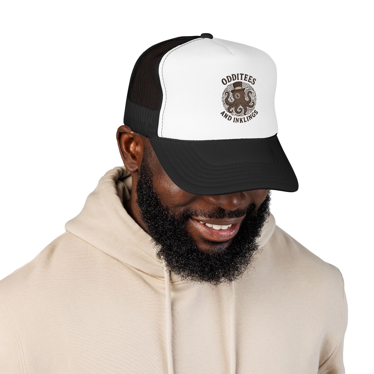 Octopus Logo Trucker Hat — "Odditees and Inklings" Foam Mesh Cap