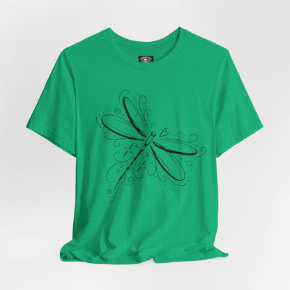 Dragonfly Line Art T-Shirt — Elegant Minimal Nature Tee