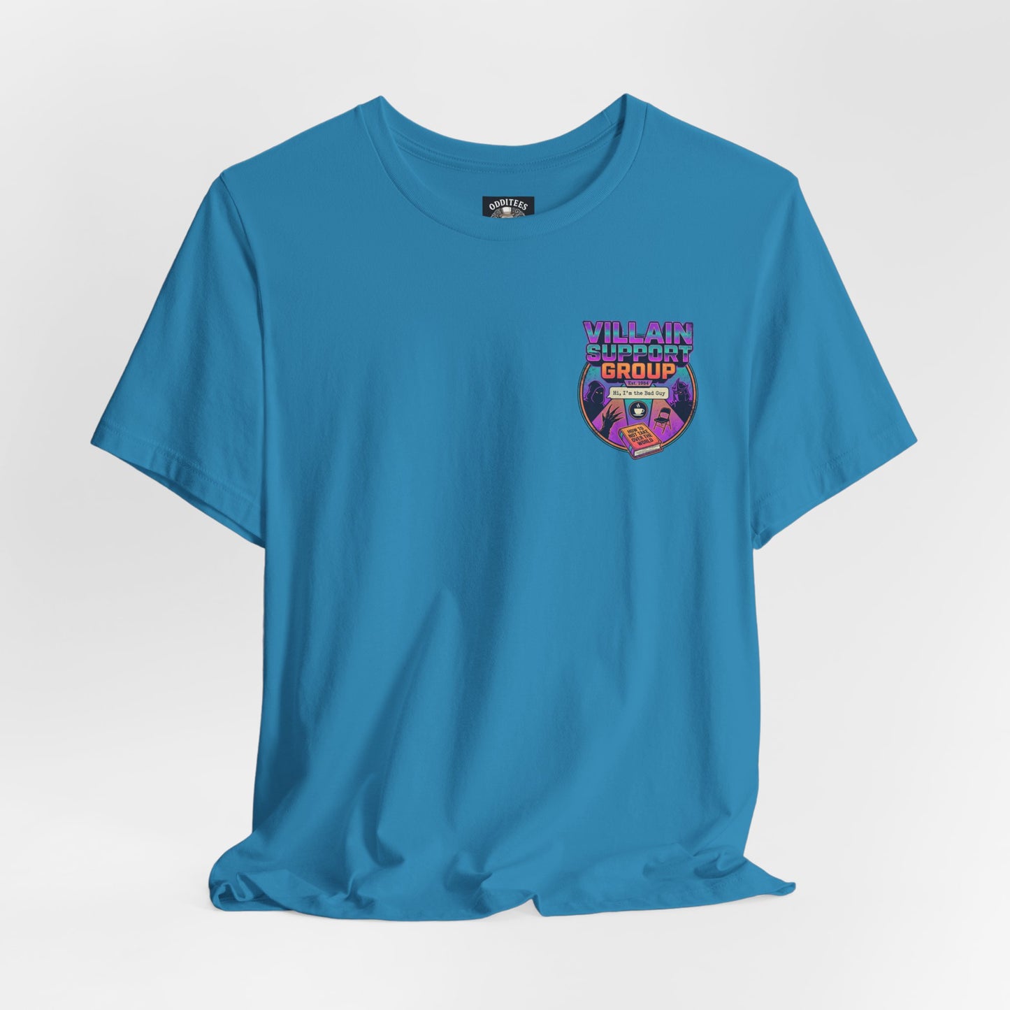 Villain Support Group T-Shirt — Funny Retro Supervillain Meetup Tee