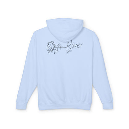 Love Floral Hoodie — Minimal Line Rose Hooded Sweatshirt