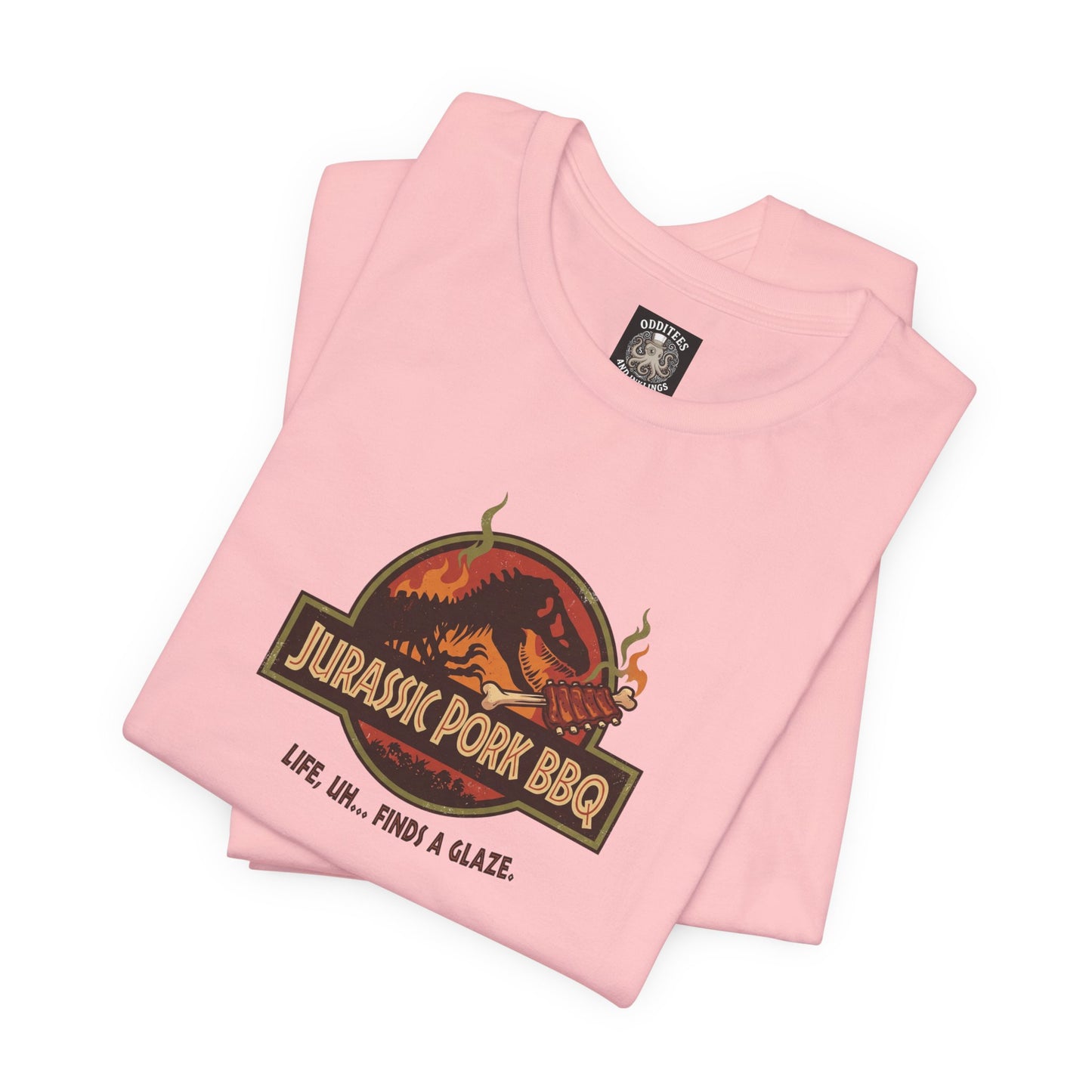Jurassic Pork BBQ T-Shirt — Funny Dino Grilling Tee ("Jurassic Pork BBQ")