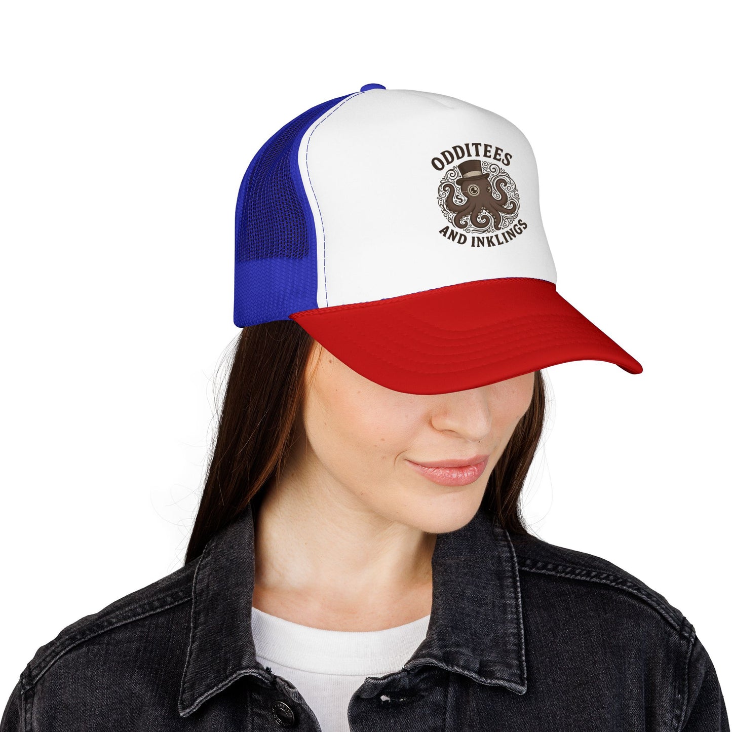 Octopus Logo Trucker Hat — "Odditees and Inklings" Foam Mesh Cap