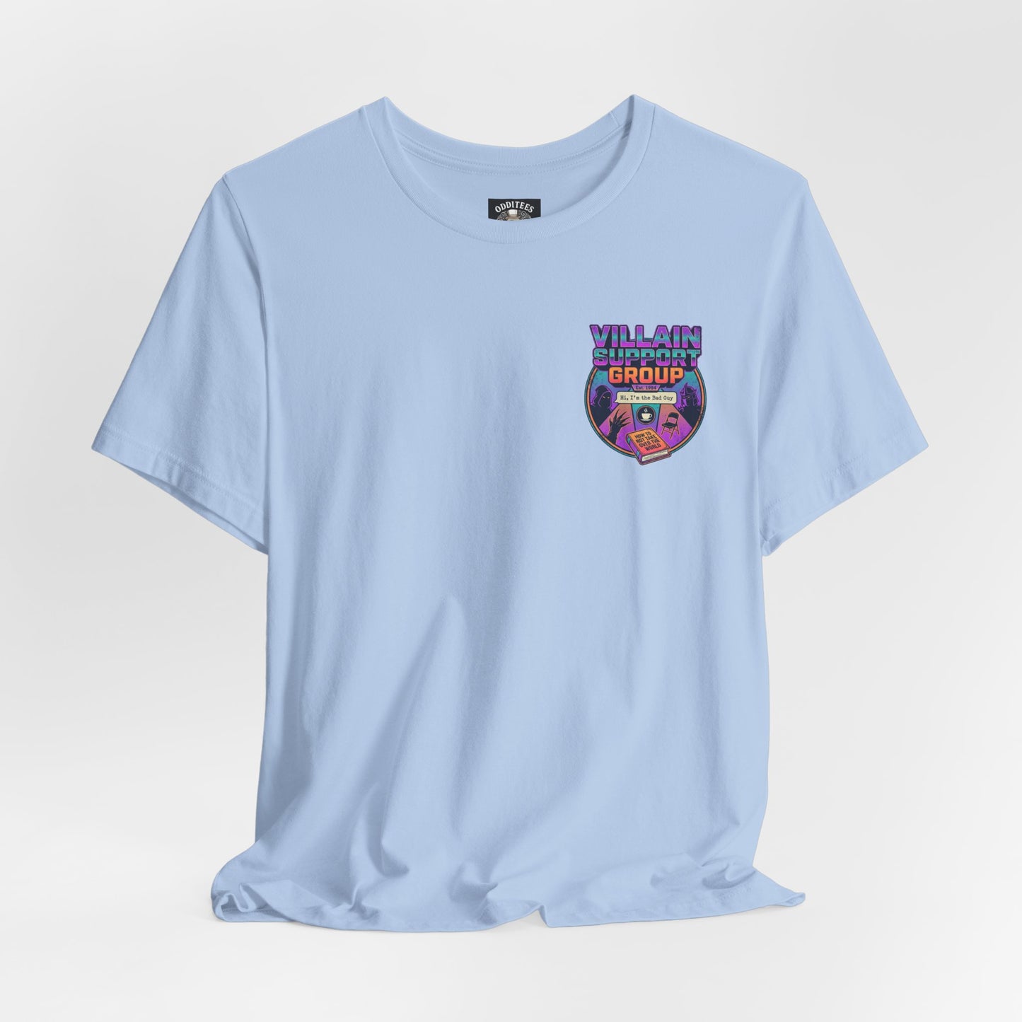 Villain Support Group T-Shirt — Funny Retro Supervillain Meetup Tee