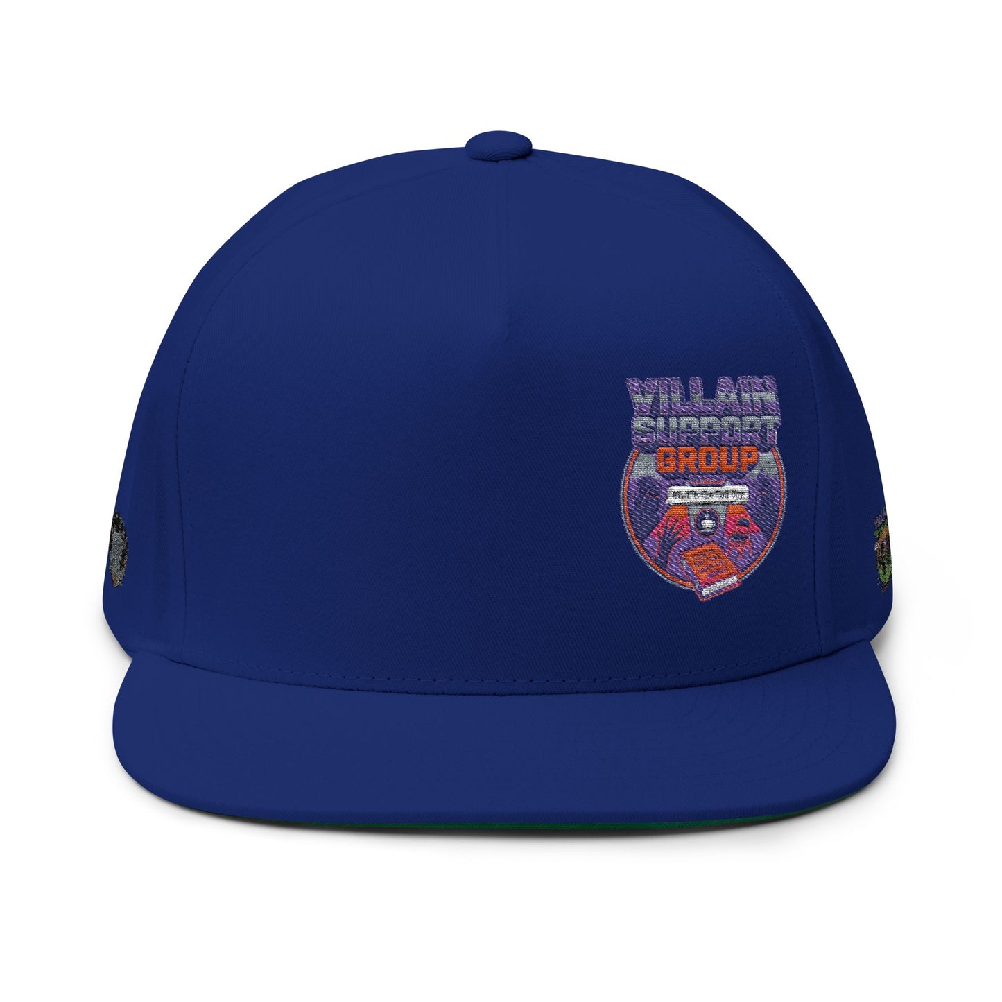 Villain Support Group - Flat Bill Snapback Cap — Embroidered Vintage Badged