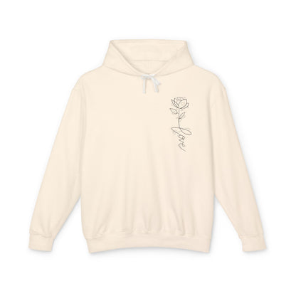 Love Floral Hoodie — Minimal Line Rose Hooded Sweatshirt