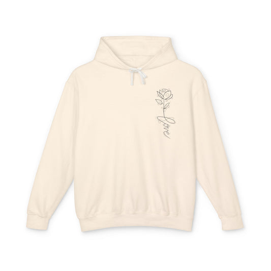 Love Floral Hoodie — Minimal Line Rose Hooded Sweatshirt