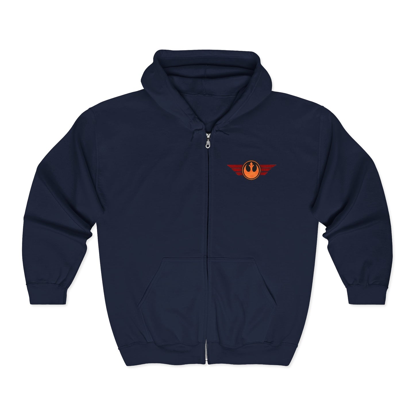 Rebel Wings Zip Hoodie — Vintage Pilot Emblem Full‑Zip Hoodie