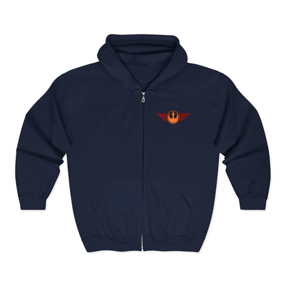 Rebel Wings Zip Hoodie — Vintage Pilot Emblem Full‑Zip Hoodie
