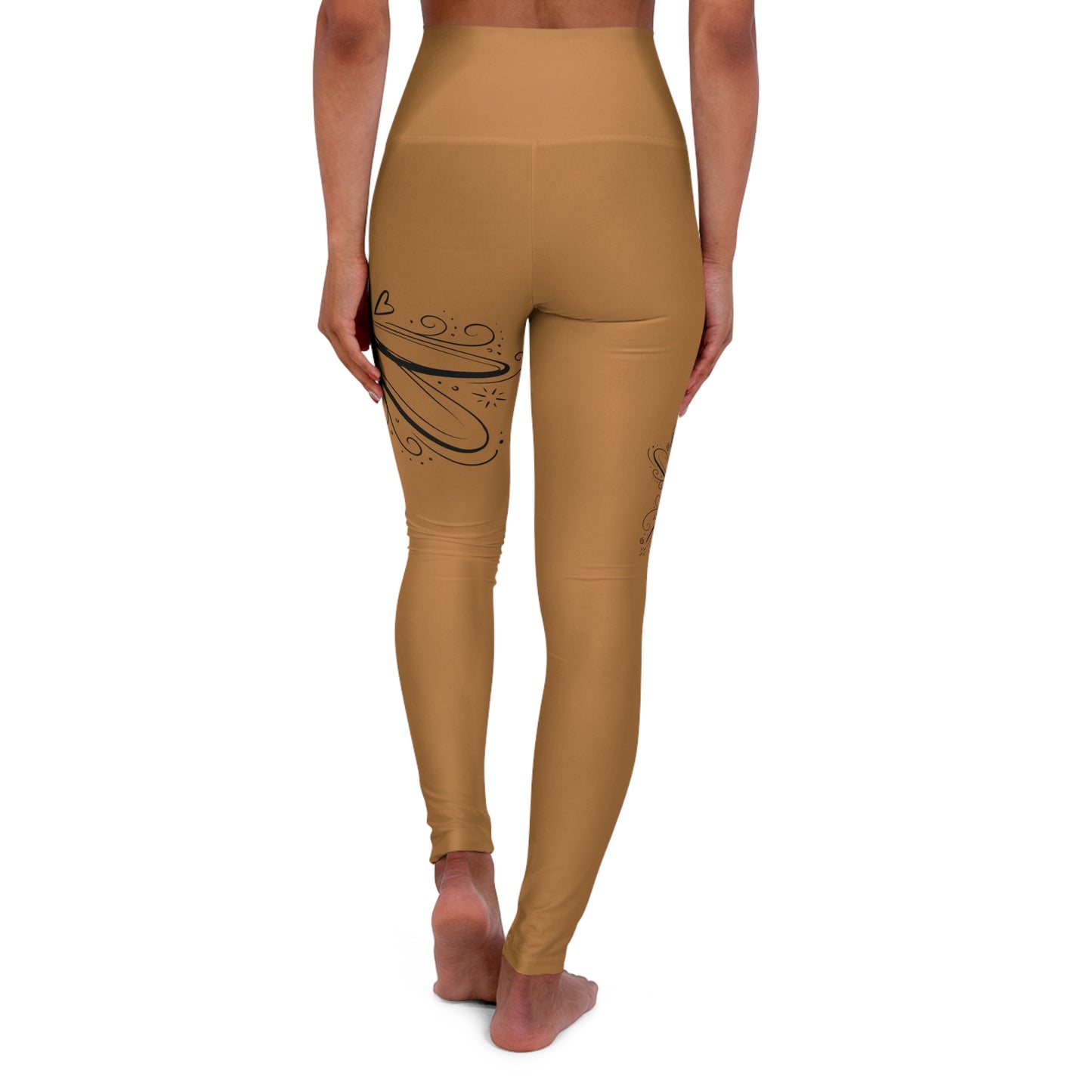 Dragonfly High-Waist Yoga Leggings - Iced Coffee