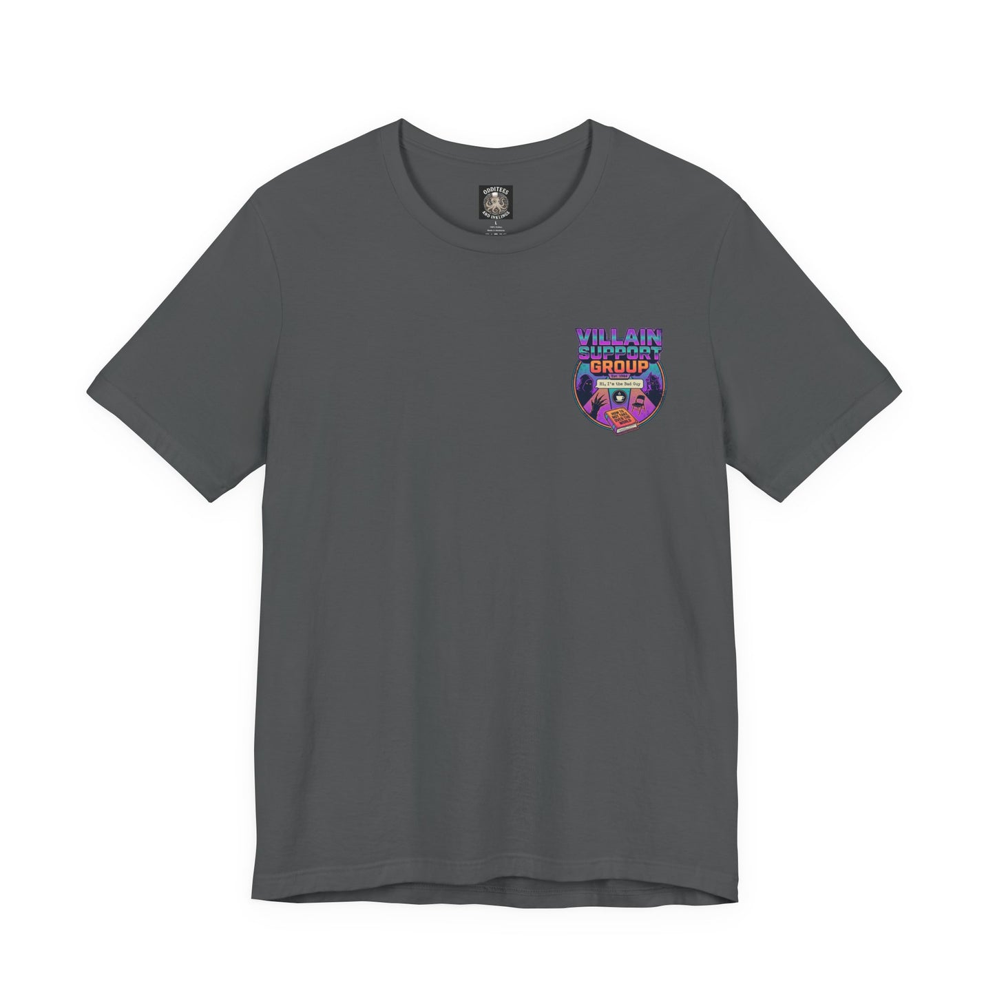 Villain Support Group Tee — Funny Supervillain Graphic T-Shirt