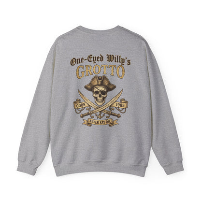 One-Eyed Willy’s Grotto Pirate Skull Crewneck Sweatshirt