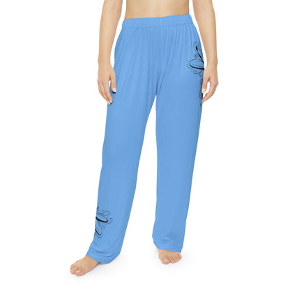 Butterfly Women's Loungewear Pajama Bottoms - Sky Blue