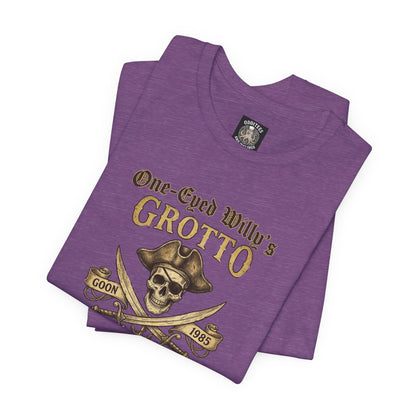 One-Eyed Willy's Grotto Pirate Skull T-Shirt — 80's Treasure Map Tee