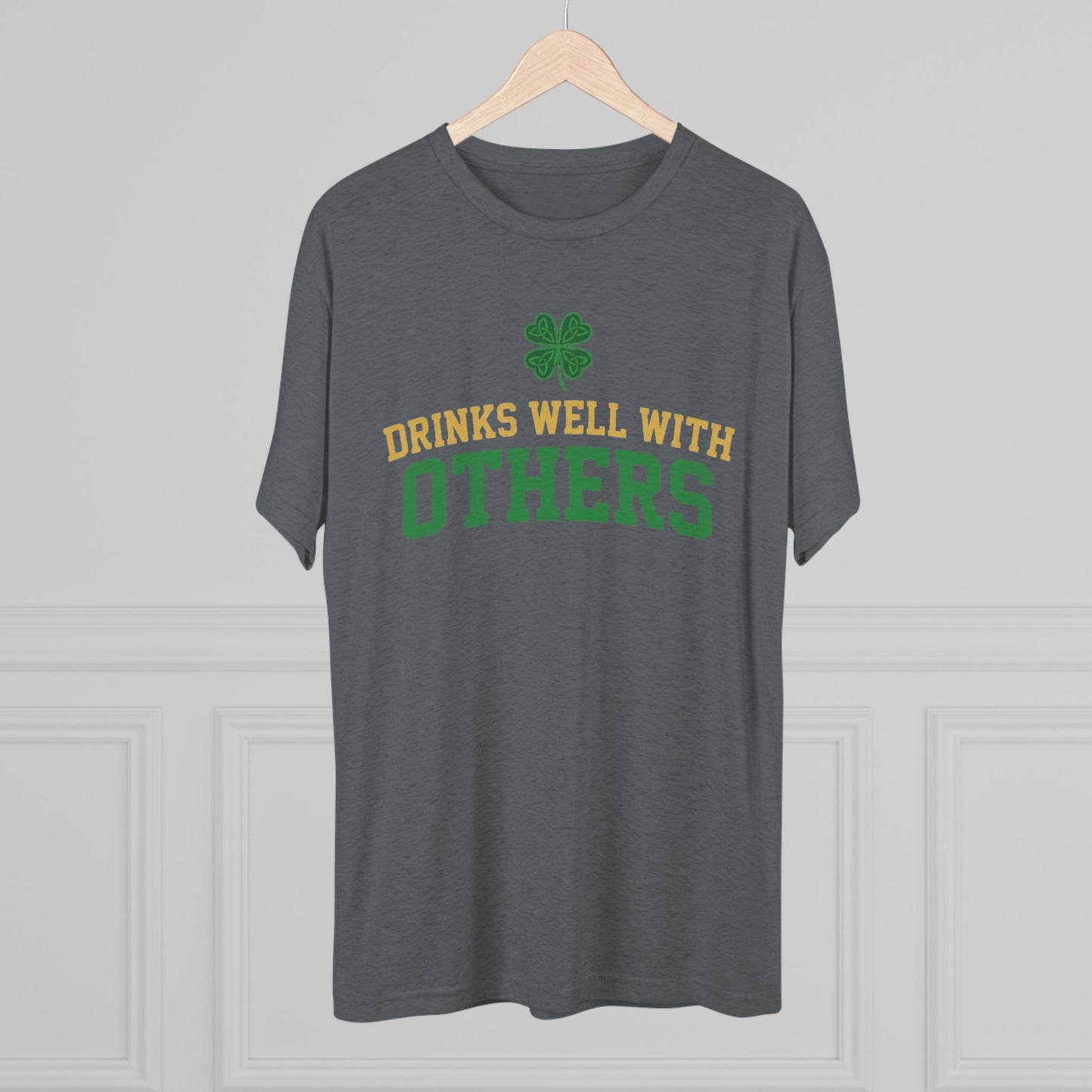 St. Patrick's Day 'Drinks Well With Others' Crew Tee — Shamrock Pub Party Shirt OddInk Seasonal Designs