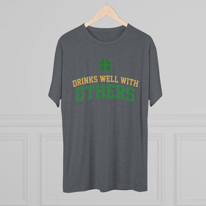 St. Patrick's Day 'Drinks Well With Others' Crew Tee — Shamrock Pub Party Shirt OddInk Seasonal Designs