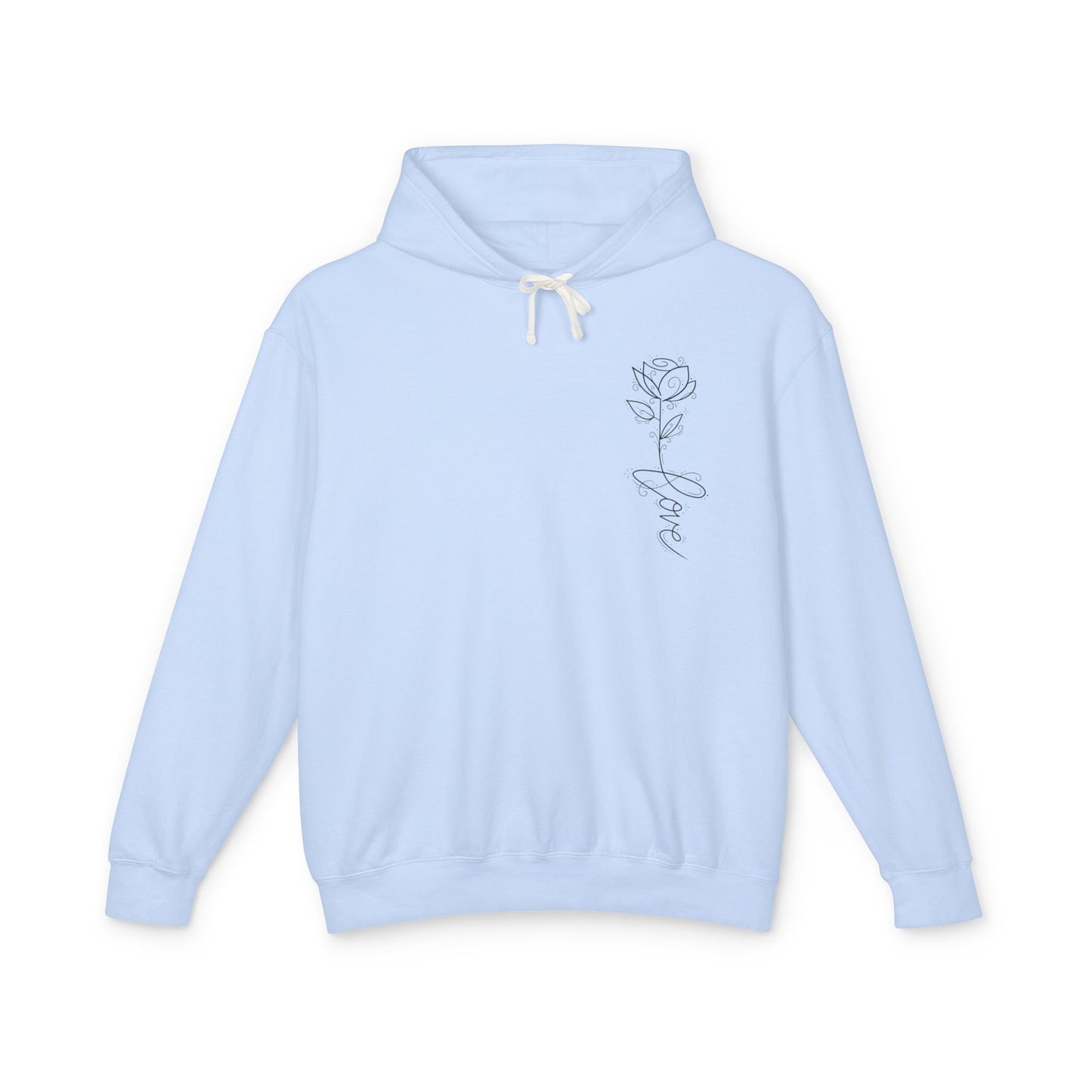 Love Floral Hoodie — Minimal Line Rose Hooded Sweatshirt