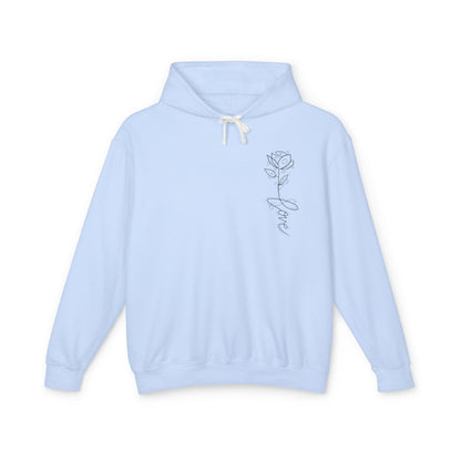 Love Floral Hoodie — Minimal Line Rose Hooded Sweatshirt