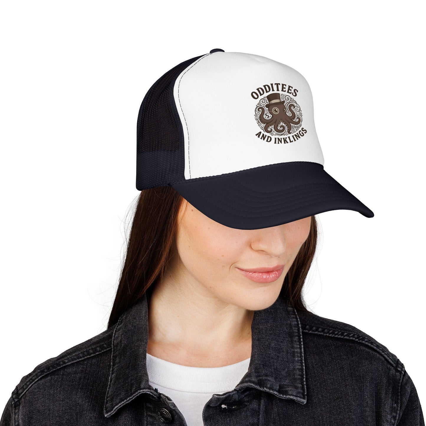 Octopus Logo Trucker Hat — "Odditees and Inklings" Foam Mesh Cap