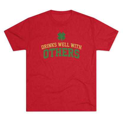 St. Patrick's Day 'Drinks Well With Others' Crew Tee — Shamrock Pub Party Shirt OddInk Seasonal Designs