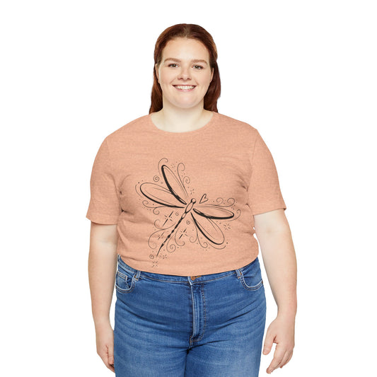 Dragonfly Line Art T-Shirt — Elegant Minimal Nature Tee