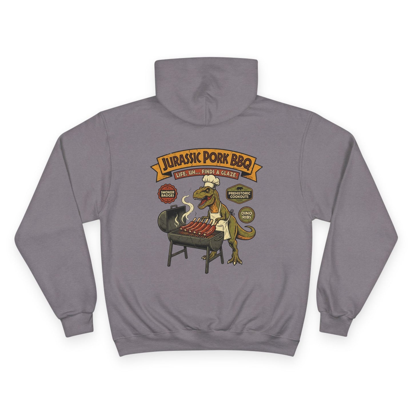 Jurassic Pork BBQ Hoodie – Funny T-Rex Grilling Sweatshirt for BBQ Lovers