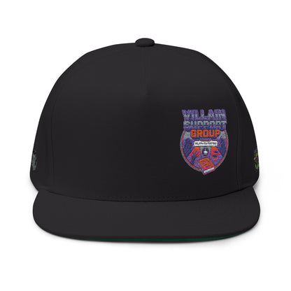 Villain Support Group - Flat Bill Snapback Cap — Embroidered Vintage Badged