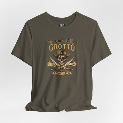 One-Eyed Willy's Grotto Pirate Skull T-Shirt — 80's Treasure Map Tee