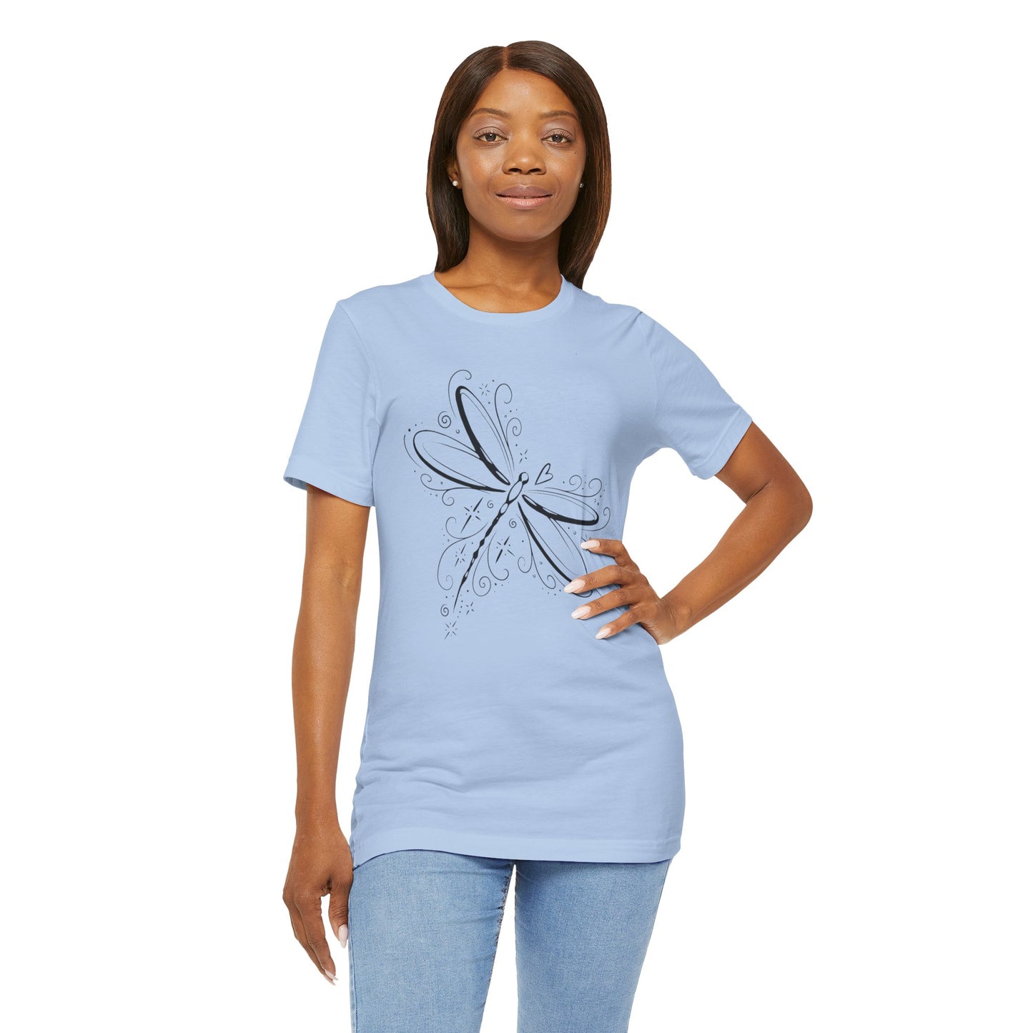 Dragonfly Line Art T-Shirt — Elegant Minimal Nature Tee