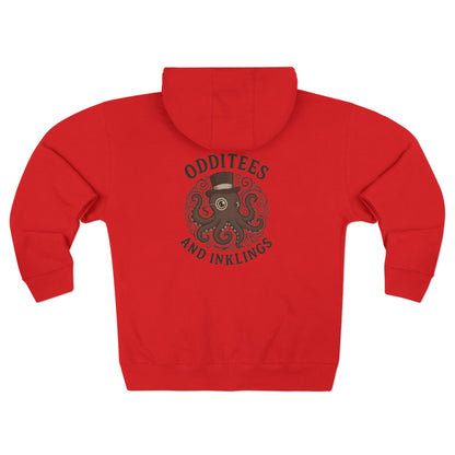 Octopus Logo Zip Hoodie — "Odditees and Inklings" Graphic Zip-Up