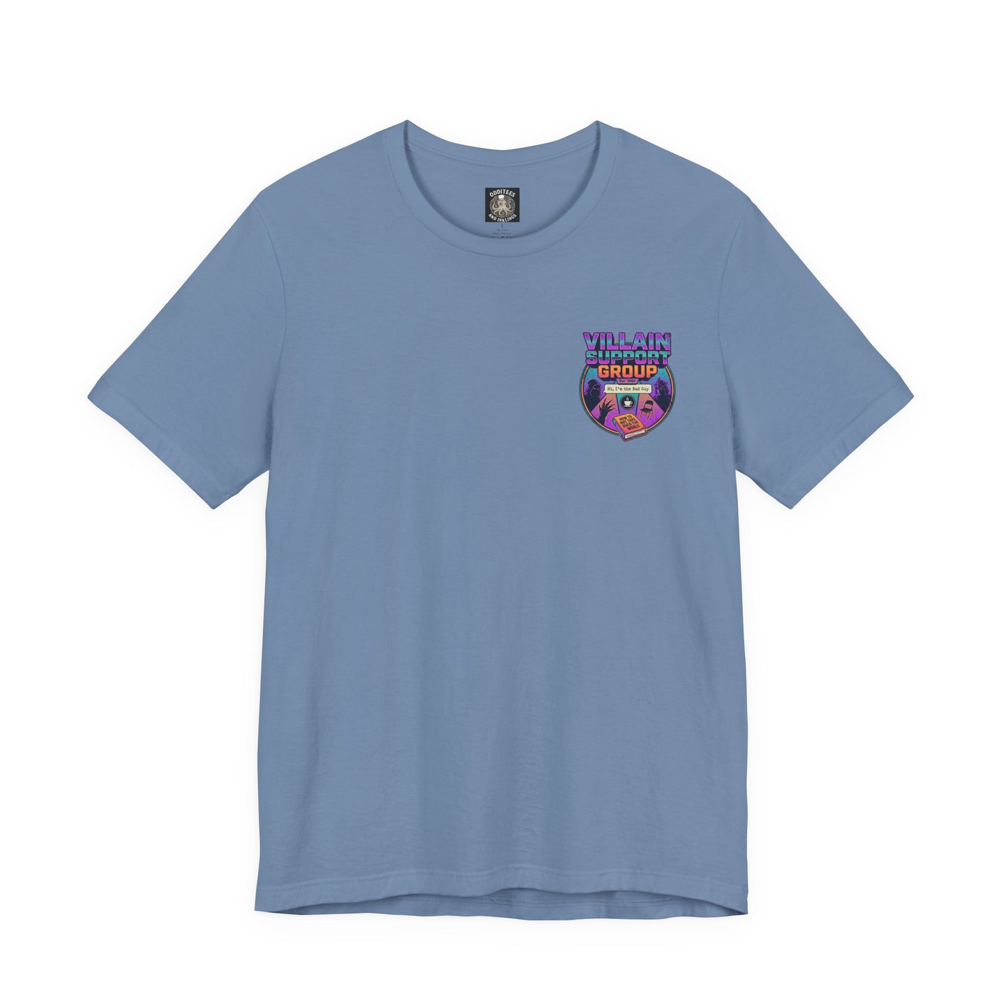 Villain Support Group Tee — Funny Supervillain Graphic T-Shirt
