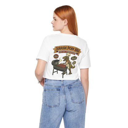 Jurassic Pork BBQ T-Shirt — Funny Dino Grilling Tee ("Jurassic Pork BBQ")