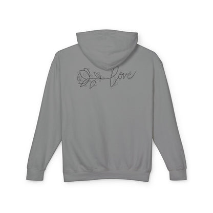 Love Floral Hoodie — Minimal Line Rose Hooded Sweatshirt