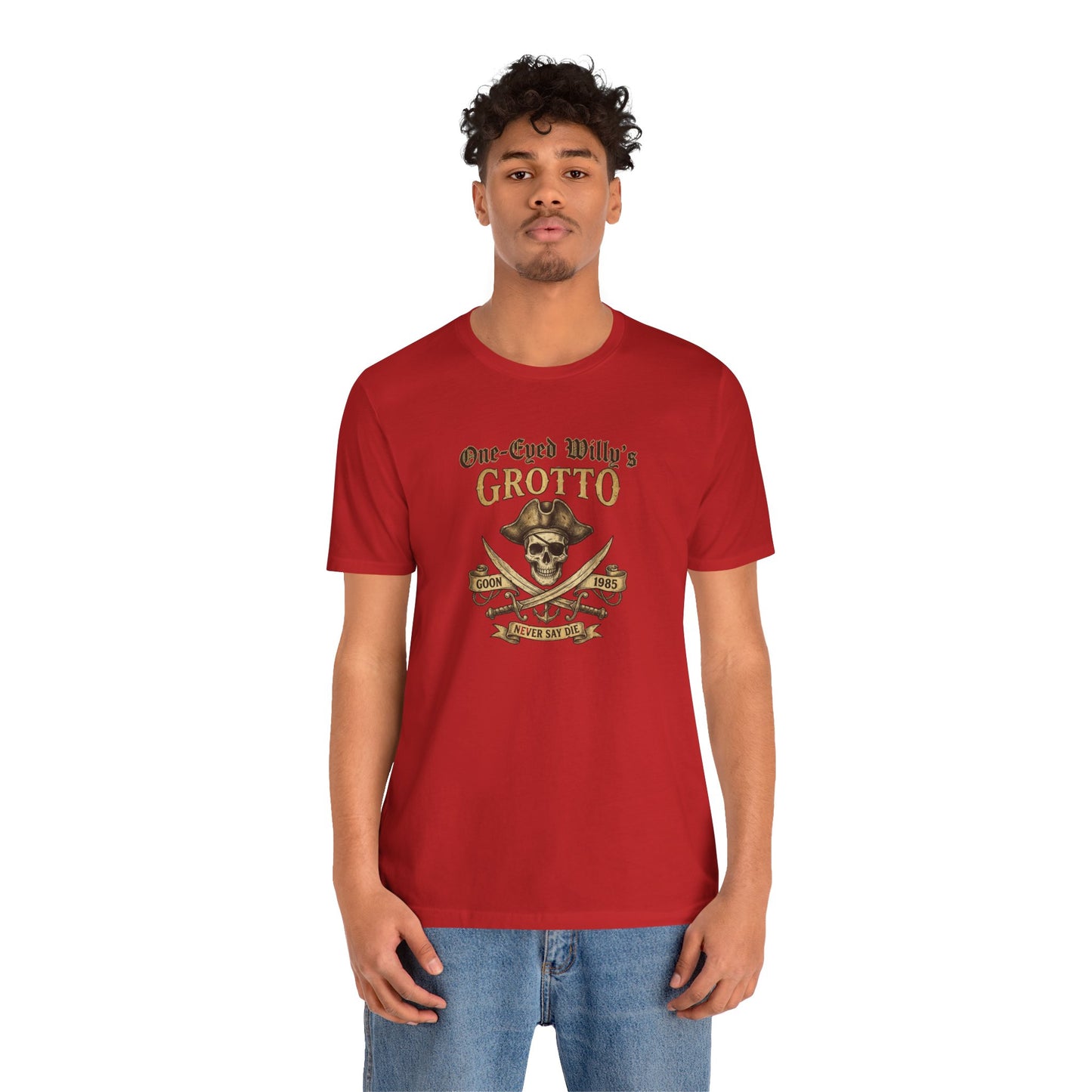 One-Eyed Willy's Grotto Pirate Skull T-Shirt — 80's Treasure Map Tee