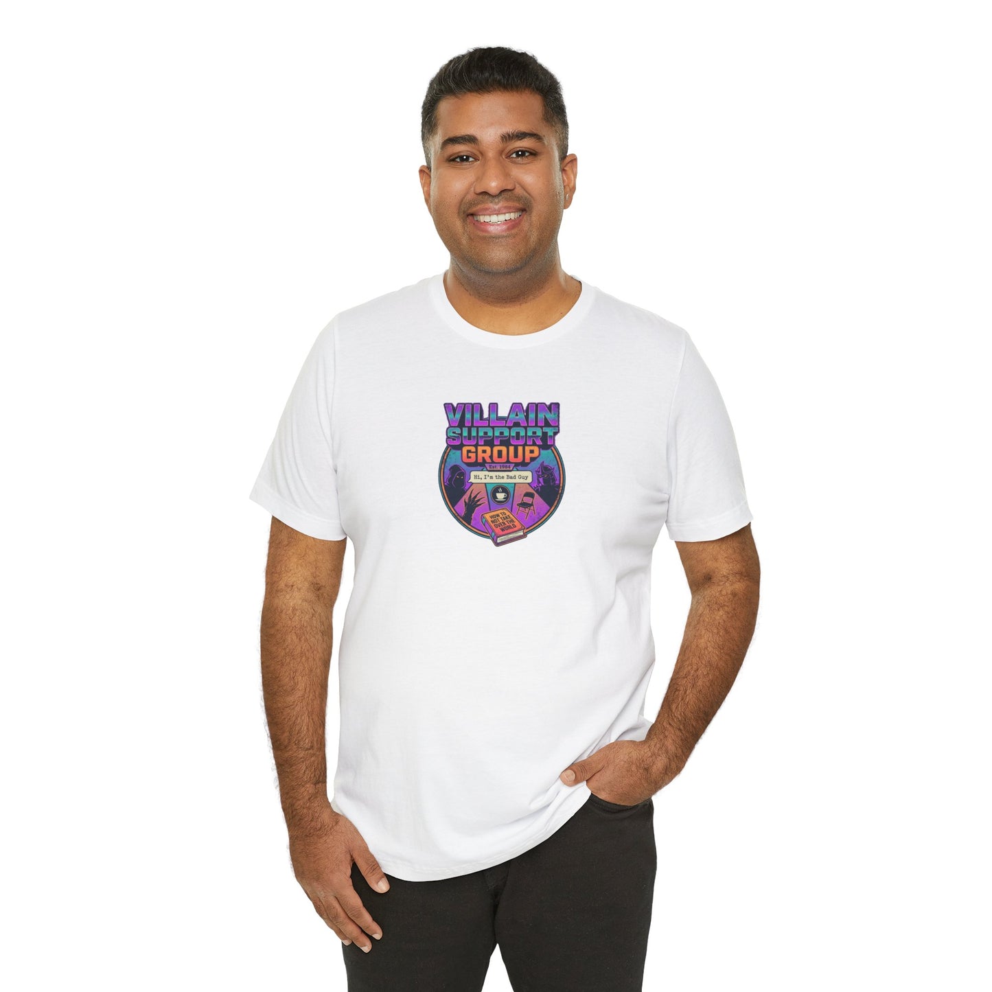 Villain Support Group T-Shirt — Funny Retro Supervillain Club Tee