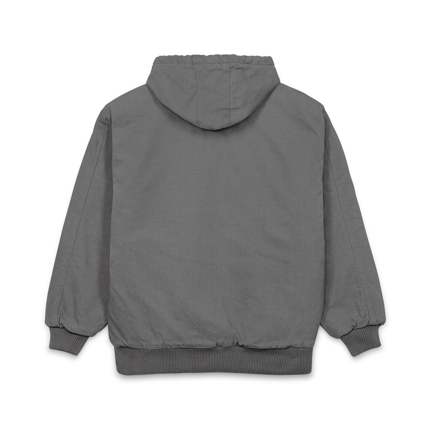Men's Duck Cloth Hooded Work Jacket - Embroidered Pocket Accent