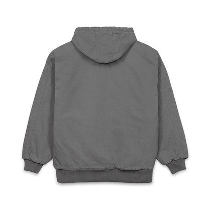 Men's Duck Cloth Hooded Work Jacket - Embroidered Pocket Accent