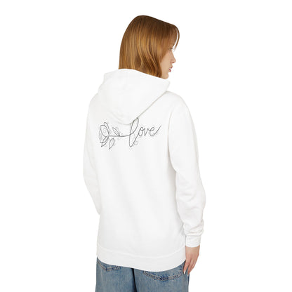 Love Floral Hoodie — Minimal Line Rose Hooded Sweatshirt