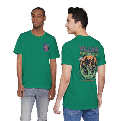 Villain Support Group Tee — Funny Supervillain Graphic T-Shirt