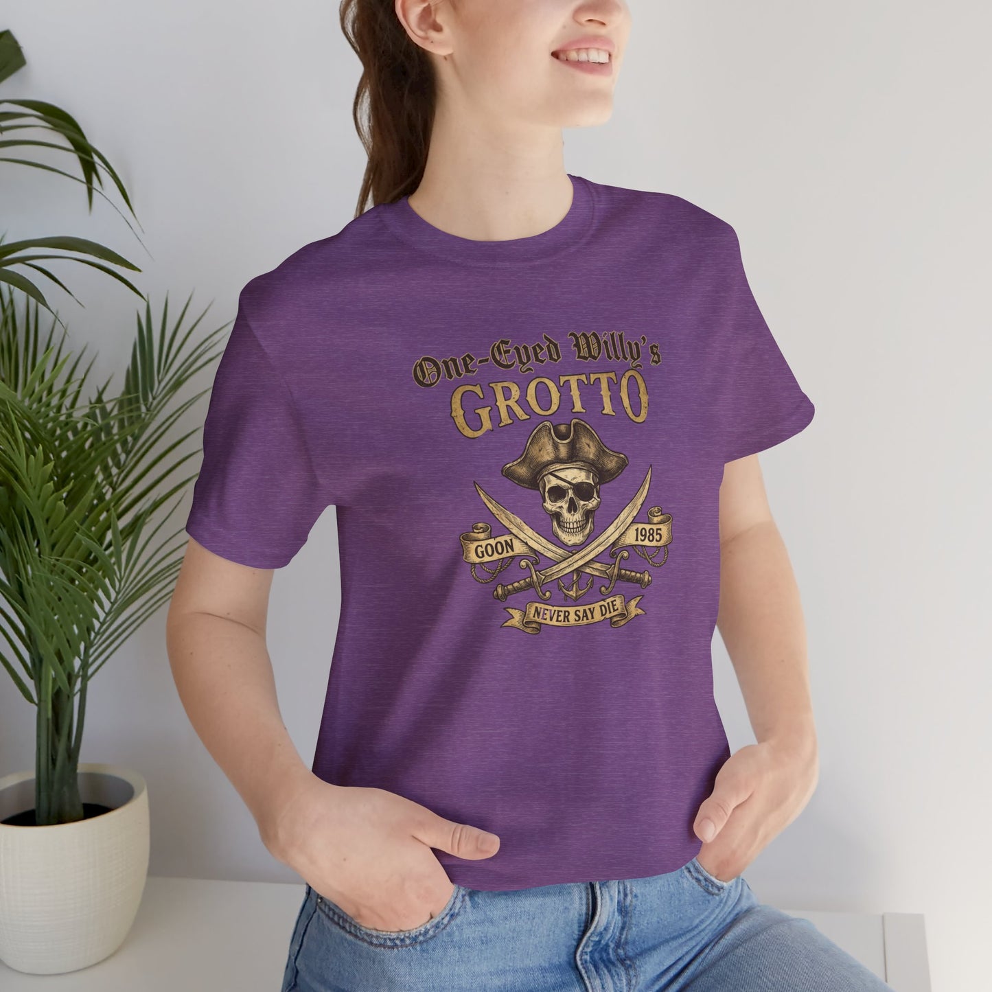 One-Eyed Willy's Grotto Pirate Skull T-Shirt — 80's Treasure Map Tee