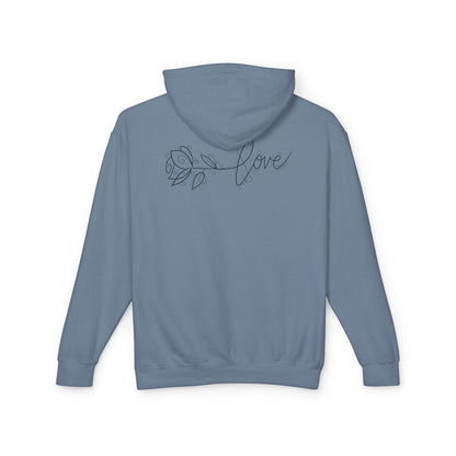 Love Floral Hoodie — Minimal Line Rose Hooded Sweatshirt