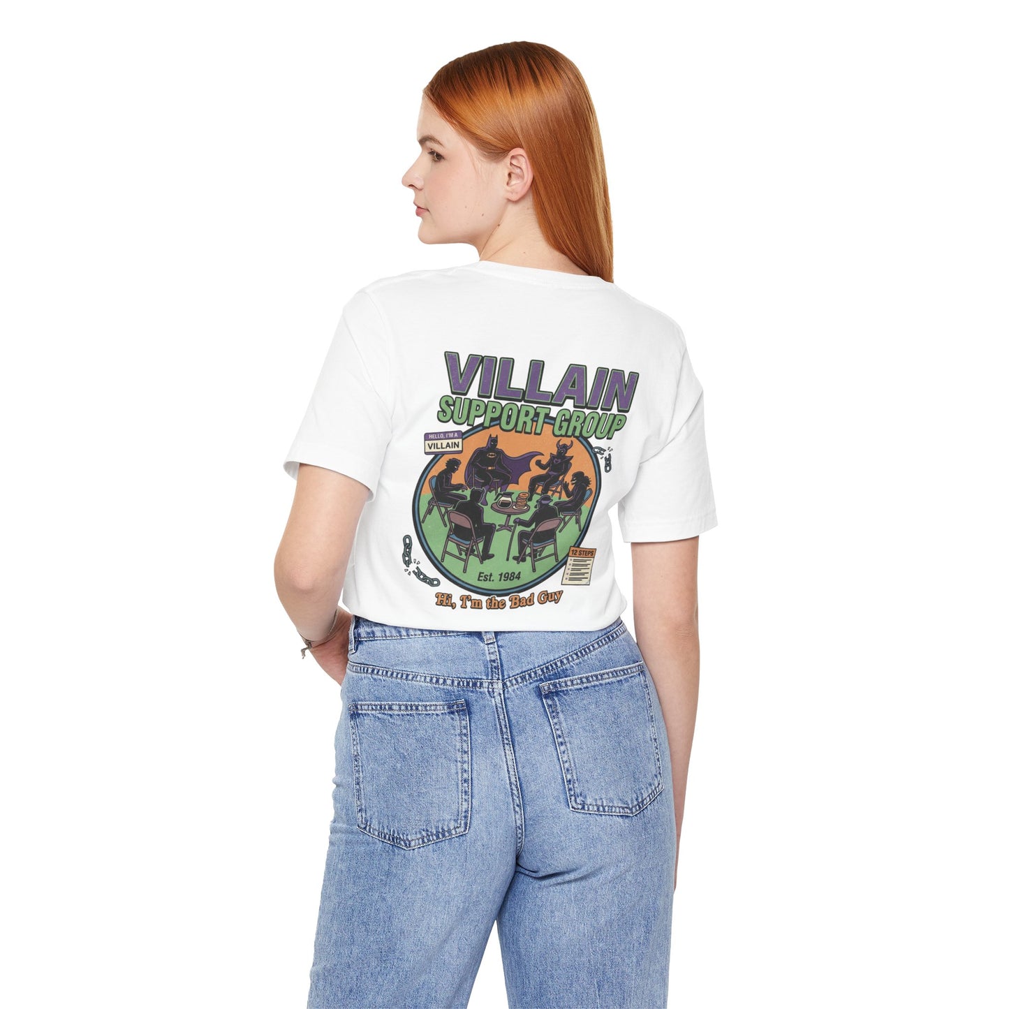 Villain Support Group Tee — Funny Supervillain Graphic T-Shirt