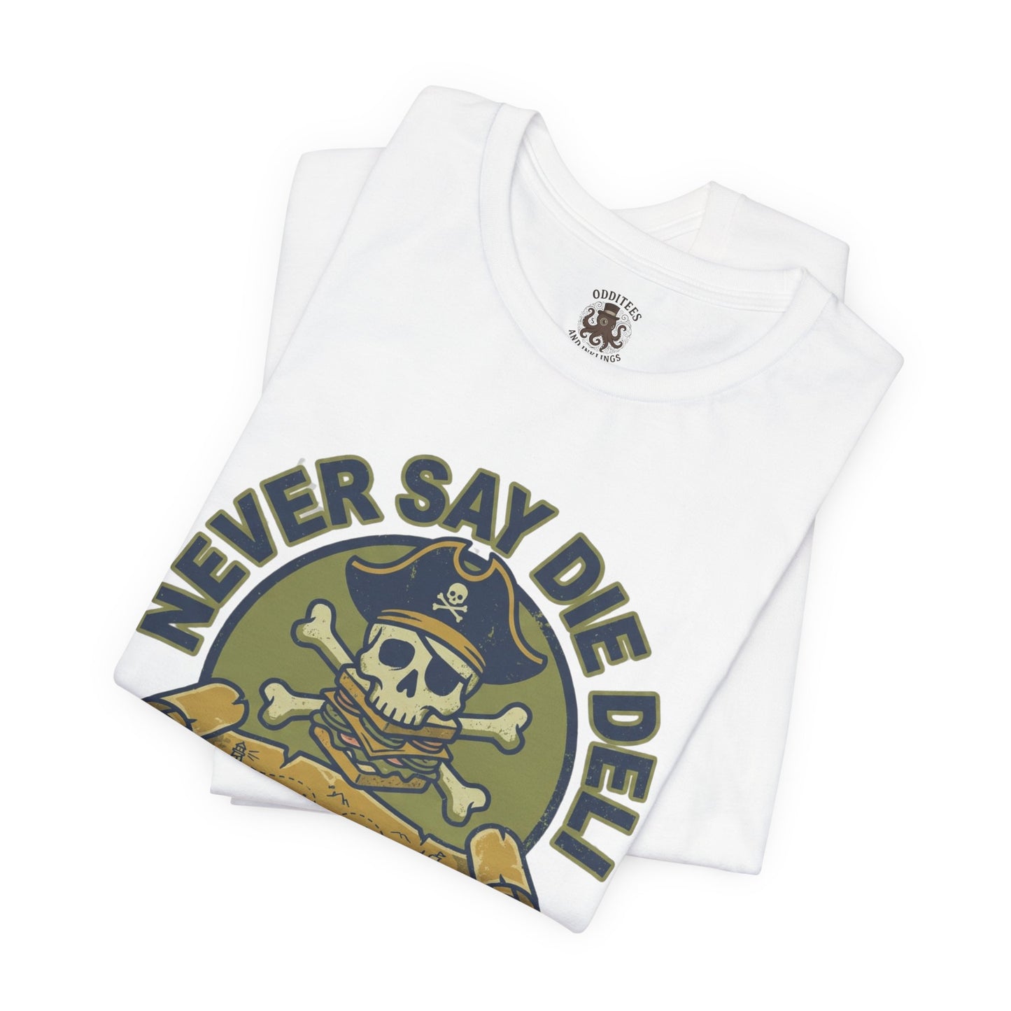 Never Say Die Deli T-Shirt — Skull & Sandwich Vintage Graphic Tee