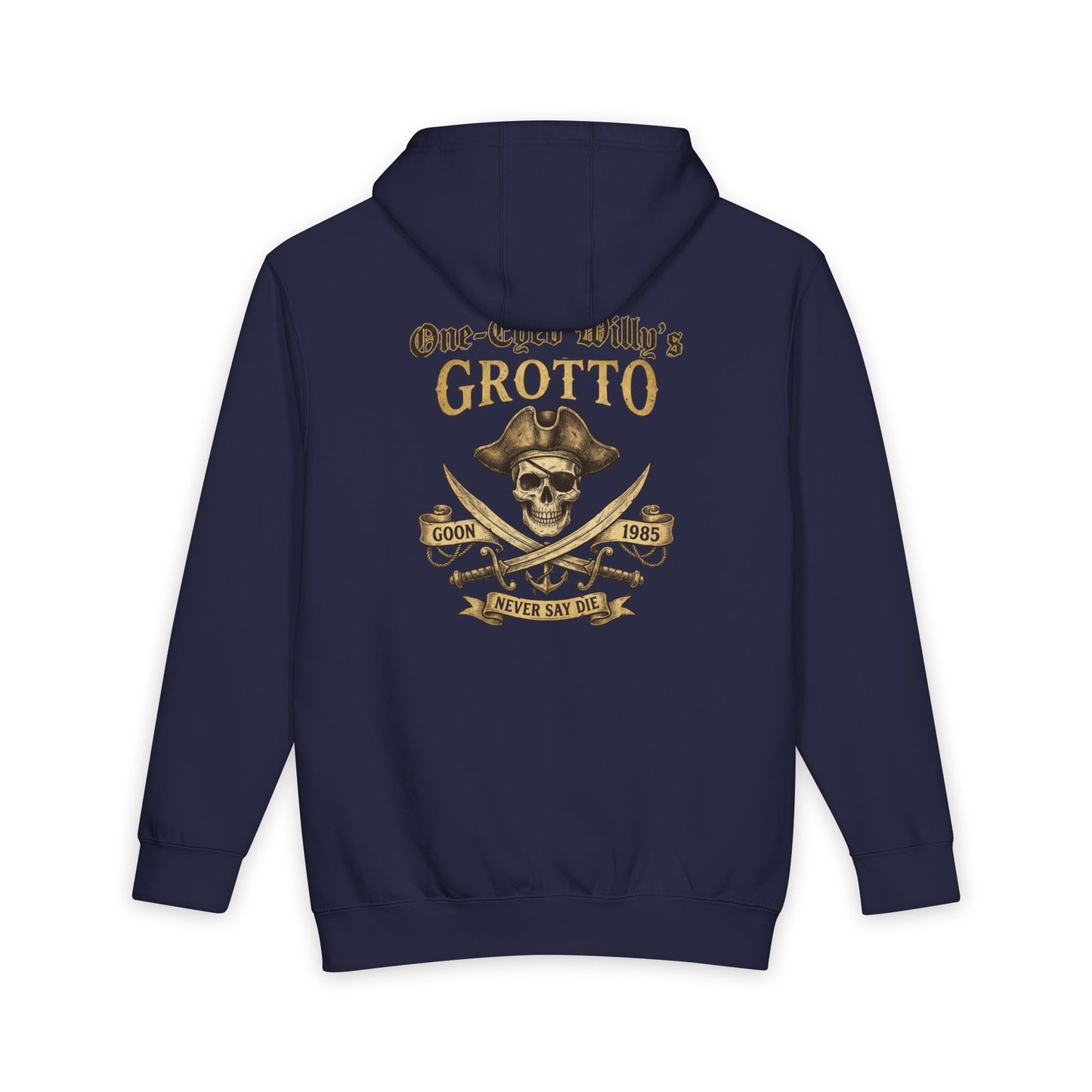 One-Eyed Willy's Grotto Treasure Hunt Hoodie — Vintage Nautical Pullover Hooded Sweatshirt