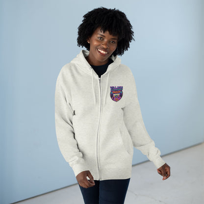 Villain Support Group Zip Hoodie — Retro Comic Supervillain Graphic