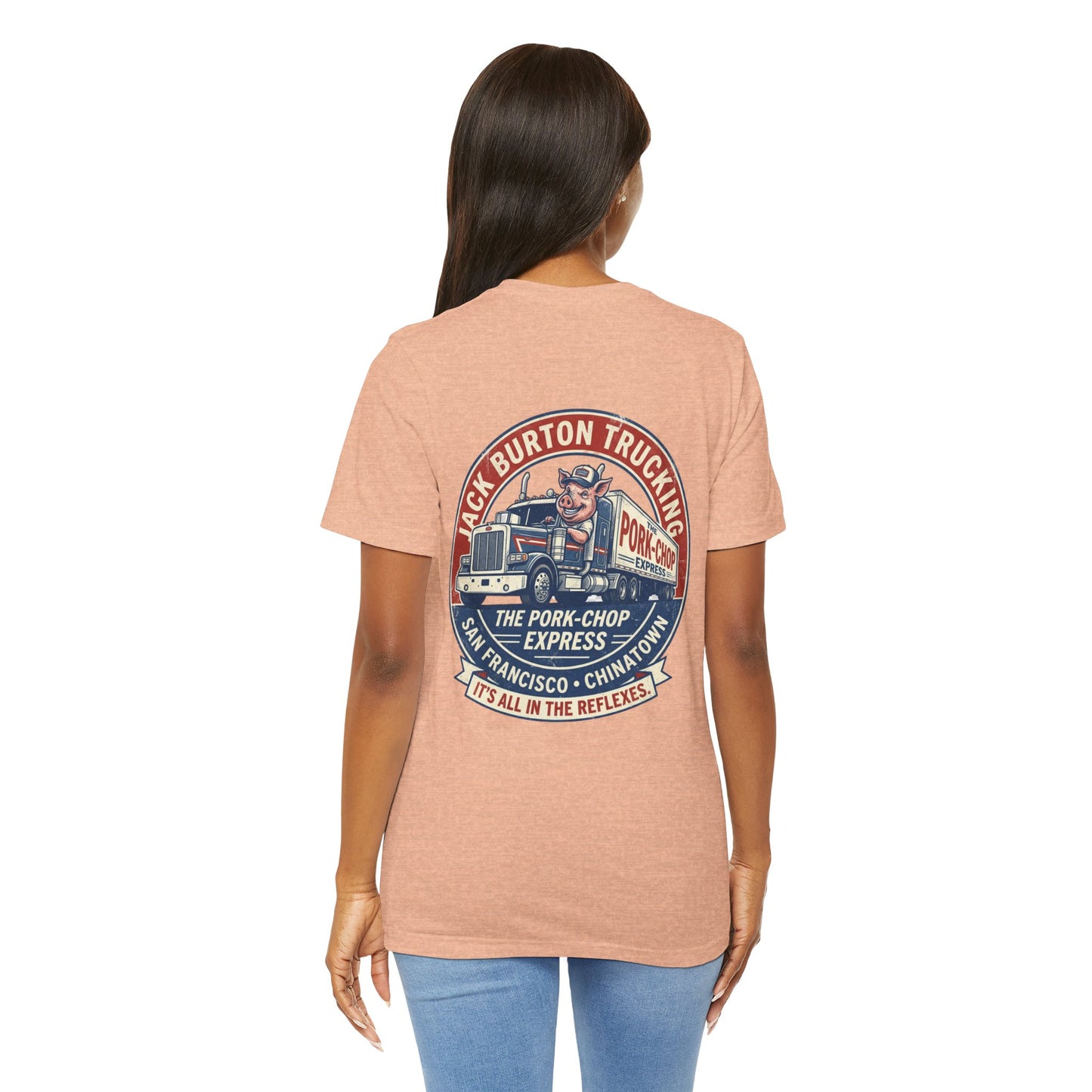 Truck Driver Graphic Tee — "Jack Burton Trucking: The Pork-Chop Express" Vintage San Francisco Design