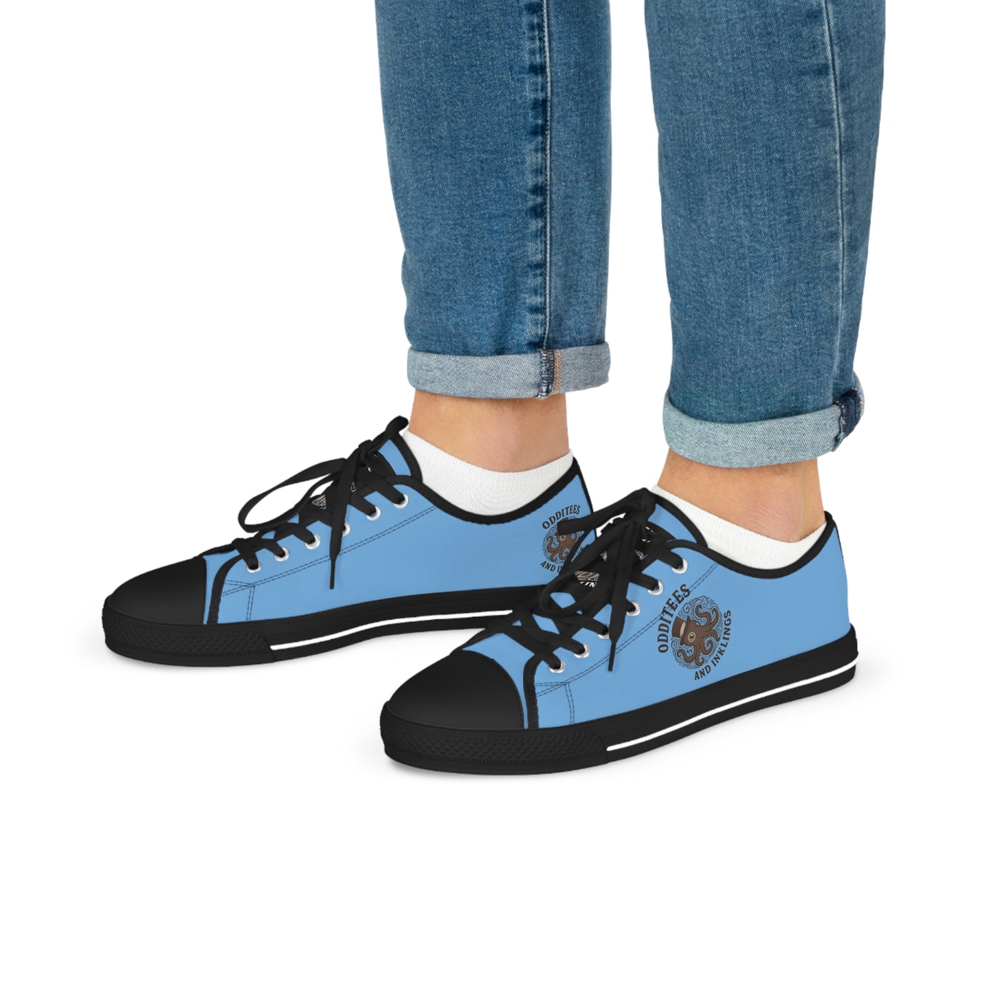 Men's Low Top Sneakers — Light Blue "Oktoberfest" Crest Casual Shoes