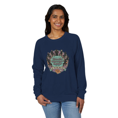 Villain Support Group Crewneck Sweatshirt — Fun Retro Graphic Pullover (We’re the Bad Guys)